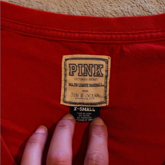 PINK Victoria's Secret mlb angels Red Fitted Short Sleeve baseball Tee - Picture 2 of 2